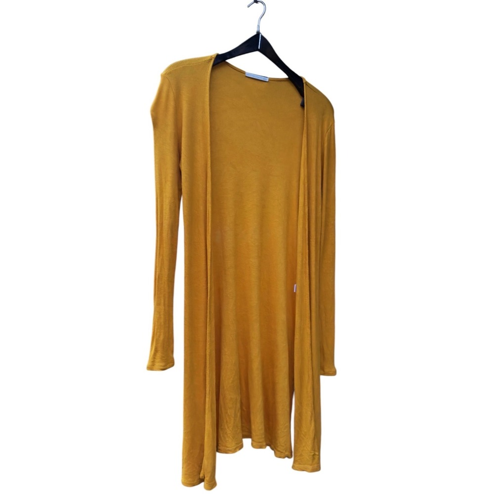 Active USA Mustard Yellow Ribbed Knit Duster Cardigan J10202 Mens Medium
